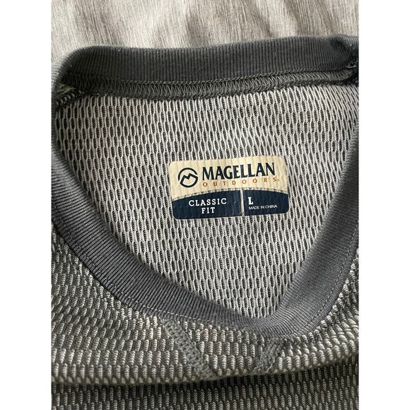 Magellan Outdoors Gray Textured Long Sleeve Classic Fit Shirt Men's Size Large - Picture 5 of 8